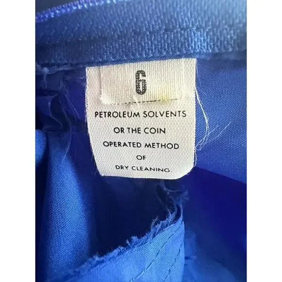 Vintage 1980's ILGWU Blue Evening Gown Prom Dress Sweeping Prairie Puff Sleeve - Picture 6 of 12